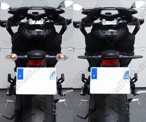 Comparatif avant et après le passage aux clignotants Séquentiels à LED de Aprilia Shiver 750 GT