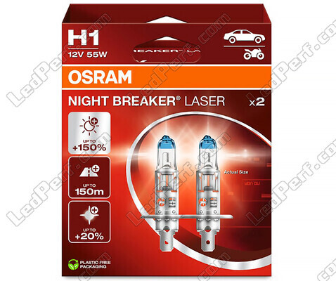 Pack of 2 Bulbs H1 Osram Night Breaker Laser + 150% - 64150NL-2HB