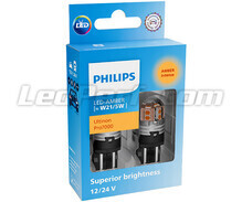 2x LED bulbs Philips WY21/5W Ultinon PRO7000 - Amber - T20 - 12/24V